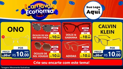 Modelo de TV para TV Horizontal com o tema Carnaval da Economia para Óticas