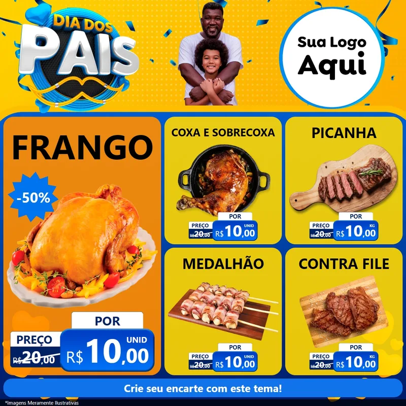 Modelo de Rede Social para Feed Facebook com o tema Dia dos Pais para Assados