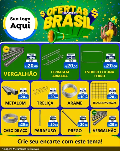 Modelo de Rede Social para Feed Instagram com o tema Ofertas Semana do Brasil para Ferragens