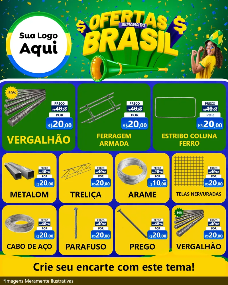 Modelo de Rede Social para Feed Instagram com o tema Ofertas Semana do Brasil para Ferragens