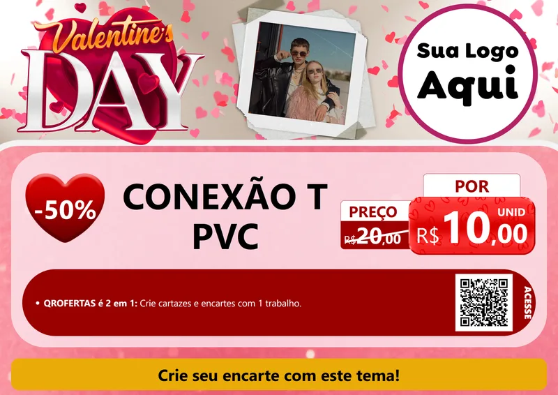 Modelo de Cartaz para Cartaz A4 Horizontal com o tema Valentine's Day para Tubos e conexões