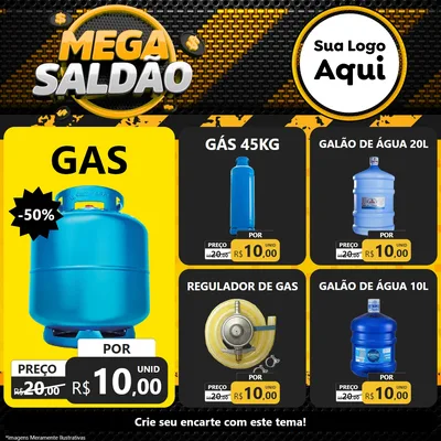 Modelo de Rede Social para Feed Facebook com o tema Mega Saldão para Água e gás
