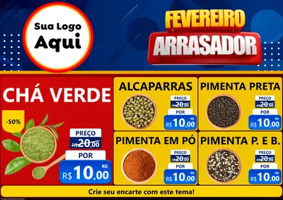 Modelo de Encarte para Encarte A4 Horizontal com o tema Fevereiro Arrasador para Produtos Naturais