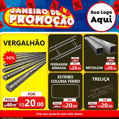 Modelo de Rede Social para Feed Facebook com o tema Janeiro de Promoção para Ferragens