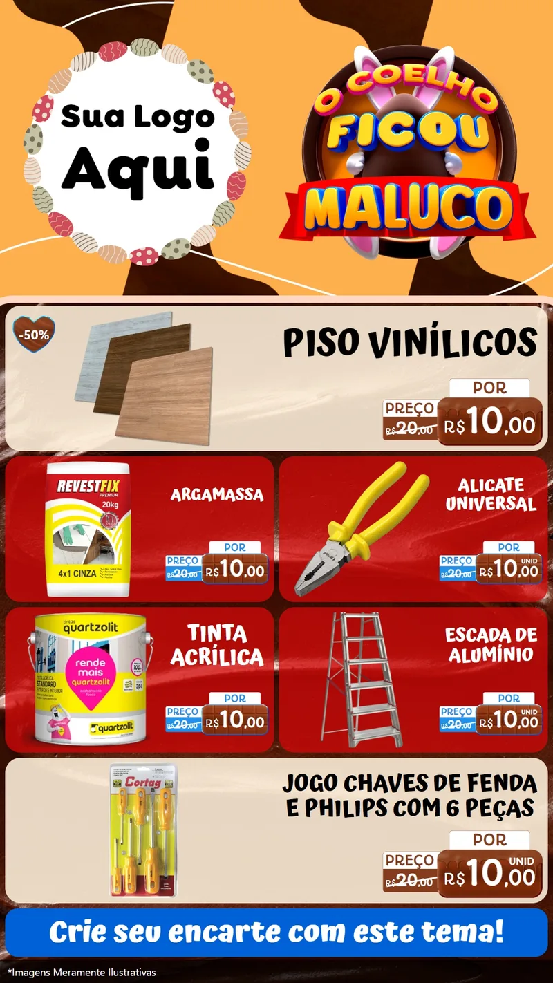 Modelo de TV para TV Vertical com o tema O Coelho Ficou Maluco - Páscoa para Material para Construção