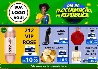 Modelo de Encarte para Encarte A4 Horizontal com o tema Dia Da Proclamação Da República para Perfumes