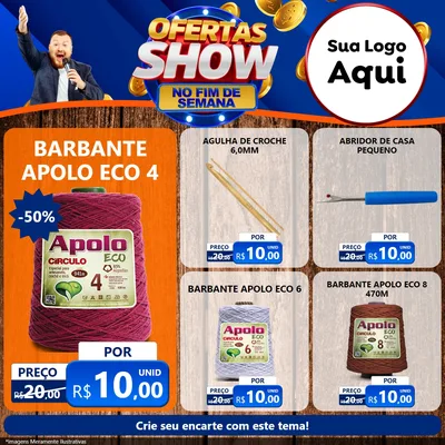 Modelo de Rede Social para Feed Facebook com o tema Ofertas Show No Fim De Semana para Armarinho e Aviamentos
