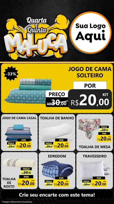 Modelo de Rede Social para Stories com o tema Quarta e Quinta Maluca para Cama, Mesa e Banho