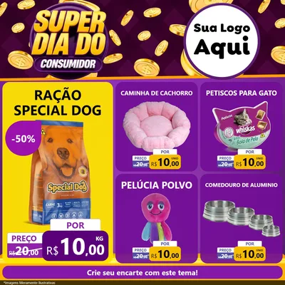 Modelo de Rede Social para Feed Facebook com o tema Super Dia do Consumidor para Pet Shop