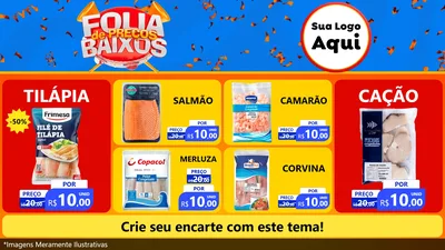 Modelo de TV para TV Horizontal com o tema Folia de Preços Baixos para Peixaria