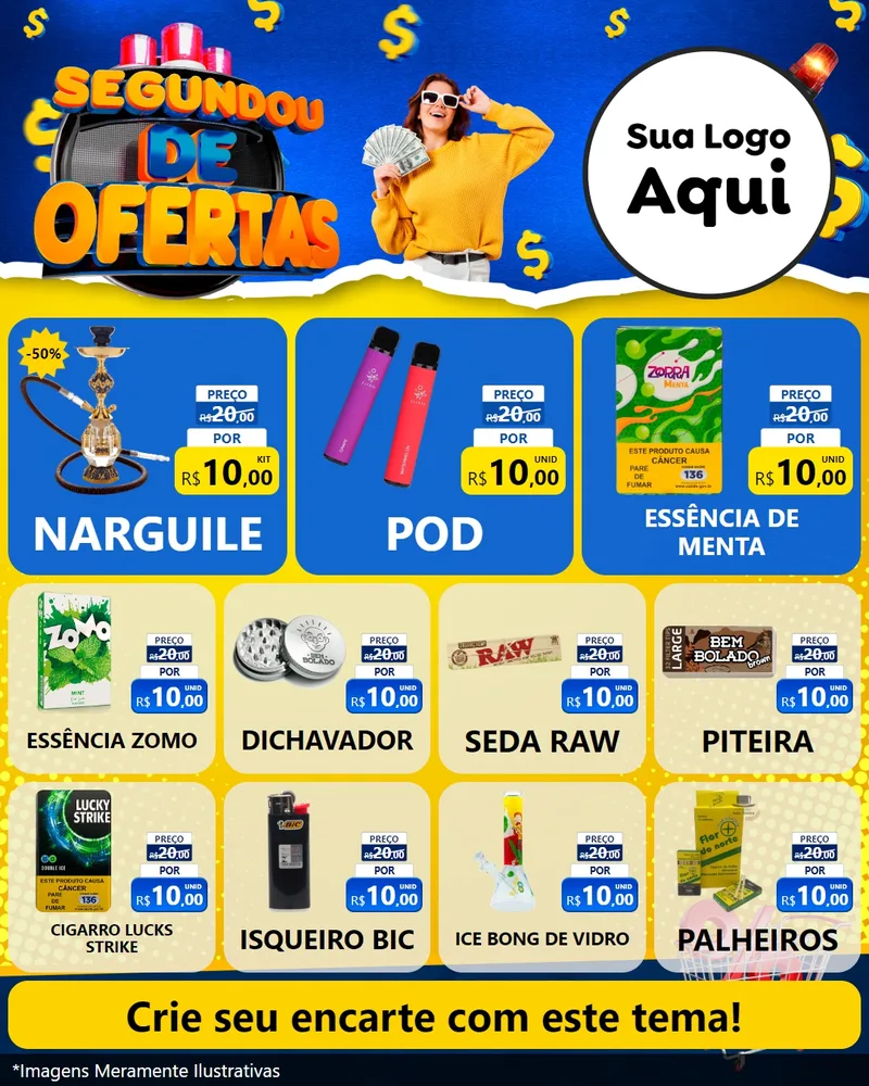 Modelo de Rede Social para Feed Instagram com o tema Segundou de Ofertas para Tabacaria