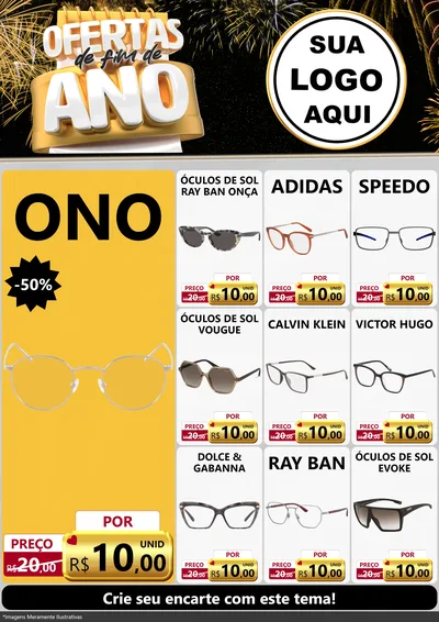 Modelo de Encarte para Encarte A4 Vertical com o tema Ofertas de Fim de Ano para Óticas