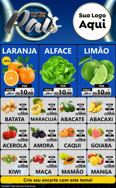 Modelo de Encarte para Encarte Grande com o tema Sorteio Dia Dos Pais para Hortifrúti