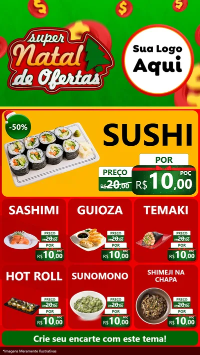 Modelo de Rede Social para Stories com o tema Super Natal de Ofertas para Comida japonesa