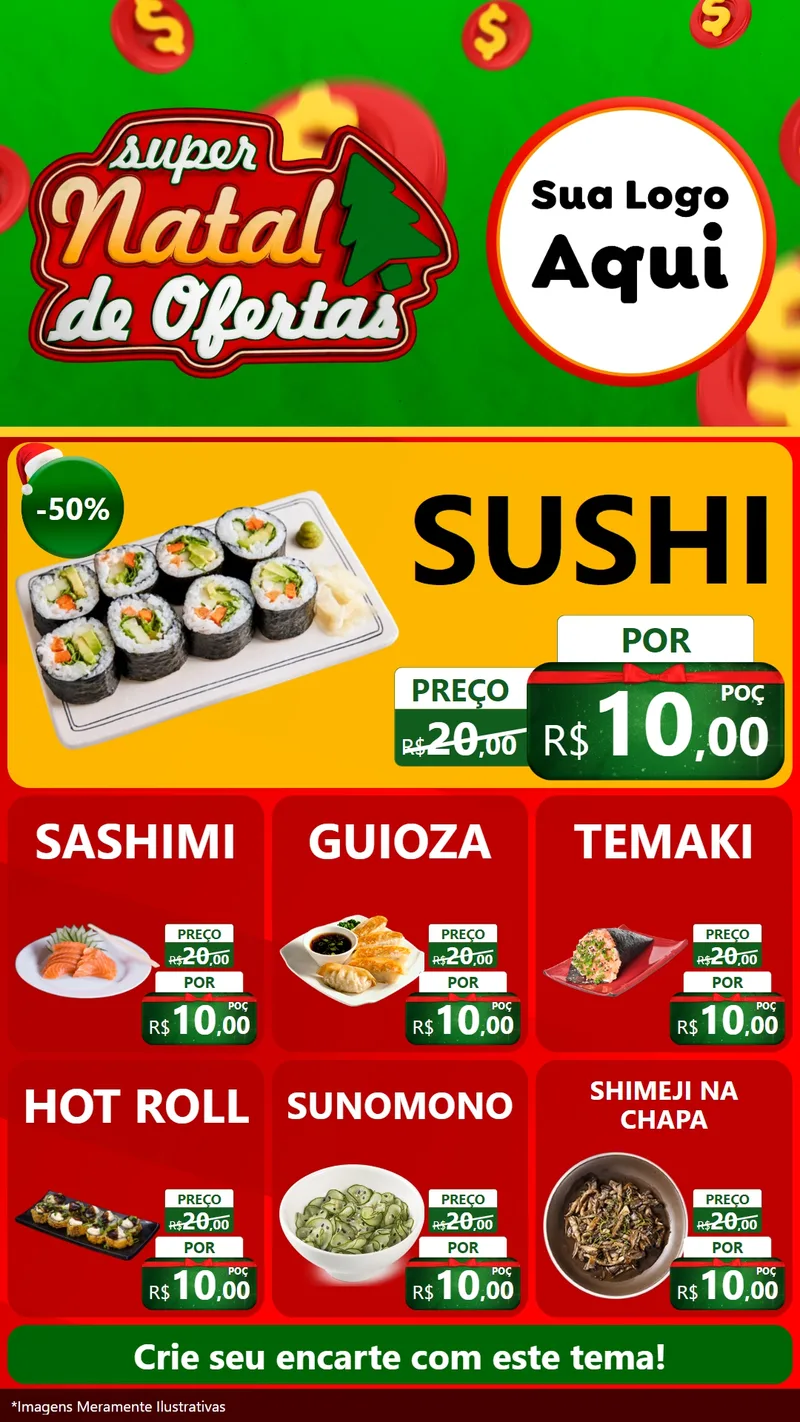 Modelo de Rede Social para Stories com o tema Super Natal de Ofertas para Comida japonesa