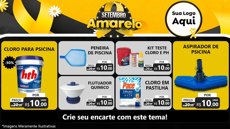 Modelo de TV para TV Horizontal com o tema Setembro Amarelo para Produtos para Piscina