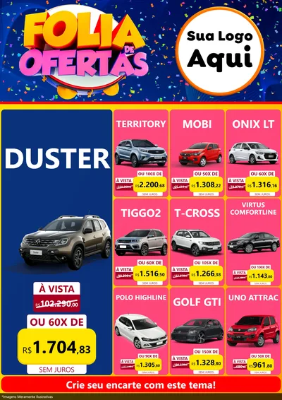 Modelo de Encarte para Encarte A4 Vertical com o tema Folia de Ofertas para Concessionaria de Carros
