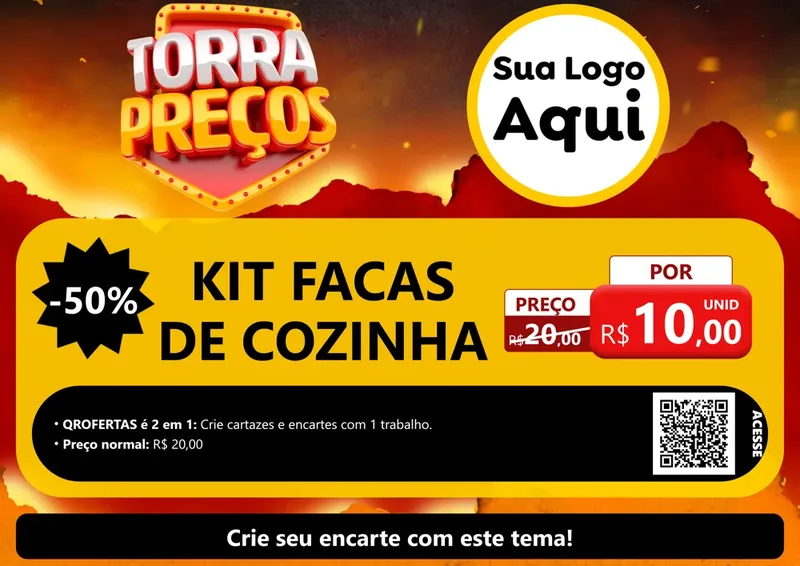 Modelo de Cartaz para Cartaz A4 Horizontal com o tema Torra Preços para Utilidades Domésticas