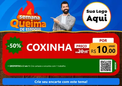 Modelo de Cartaz para Cartaz A4 Horizontal com o tema Semana Queima de Estoque para Salgadaria
