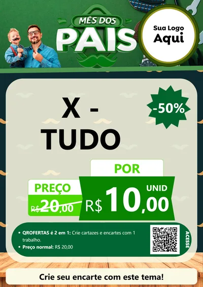 Modelo de Cartaz para Cartaz A4 Vertical com o tema Mês dos Pais para Hamburgueria