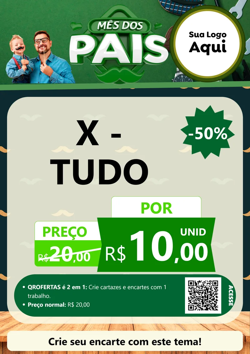 Modelo de Cartaz para Cartaz A4 Vertical com o tema Mês dos Pais para Hamburgueria