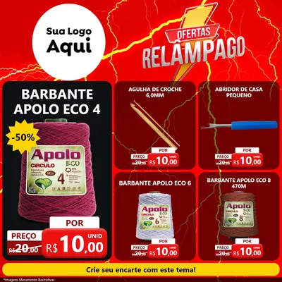 Modelo de Rede Social para Feed Facebook com o tema Ofertas Relâmpago para Armarinho e Aviamentos