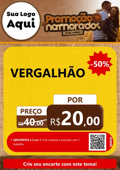 Modelo de Cartaz para Cartaz A4 Vertical com o tema Promoção Namorados para Ferragens