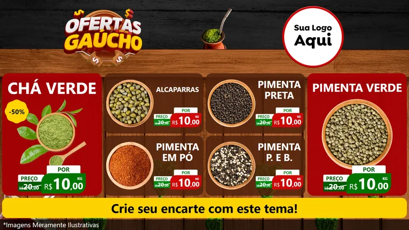 Modelo de TV para TV Horizontal com o tema Ofertas Dia do Gaúcho para Produtos Naturais