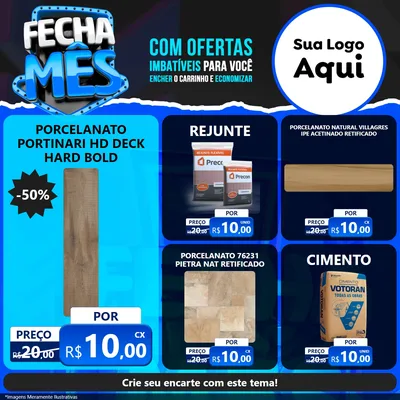 Modelo de Rede Social para Feed Facebook com o tema Fecha Mês para Pisos e revestimentos