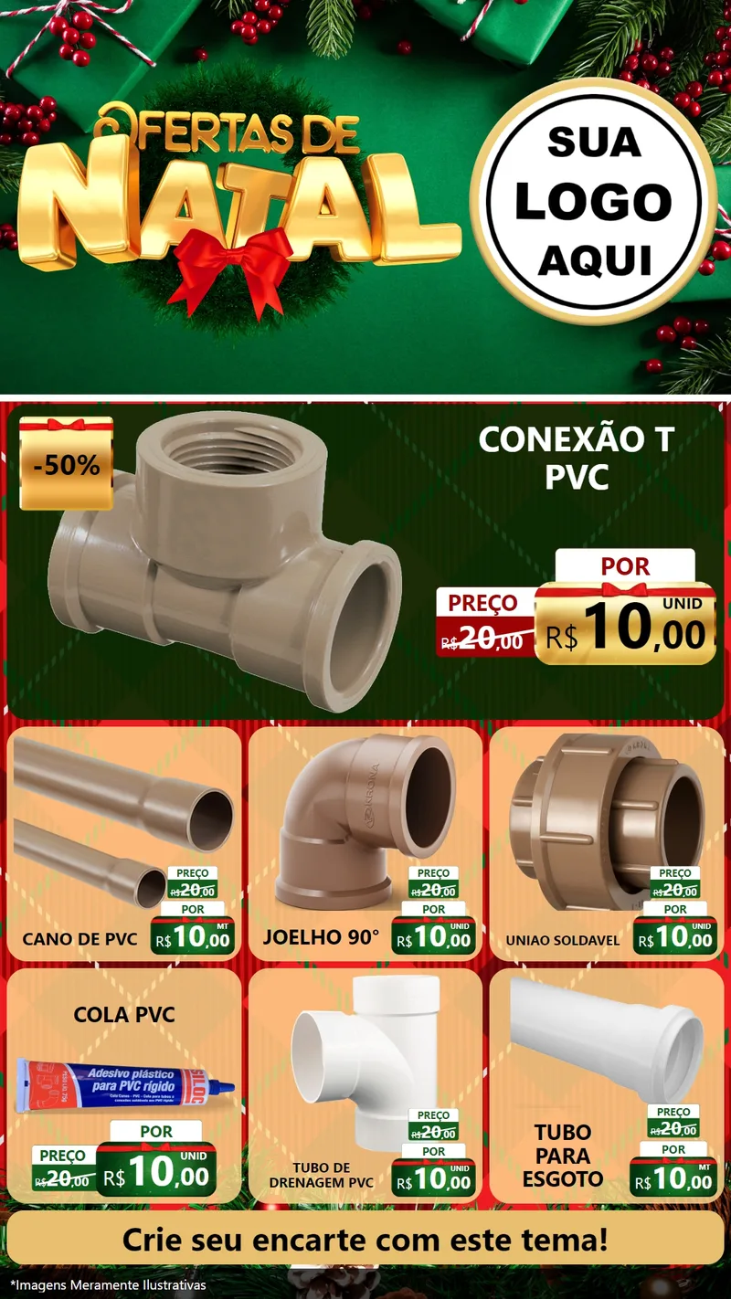 Modelo de Rede Social para Stories com o tema Ofertas de Natal para Tubos e conexões