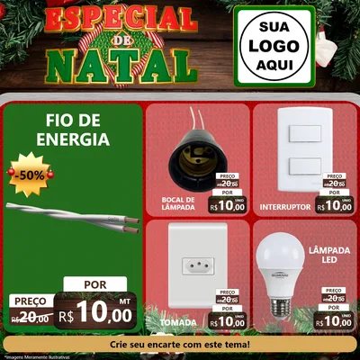 Modelo de Rede Social para Feed Facebook com o tema Especial de Natal para Materiais Elétricos