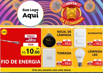 Modelo de Encarte para Encarte A4 Horizontal com o tema Sexta da Economia para Materiais Elétricos