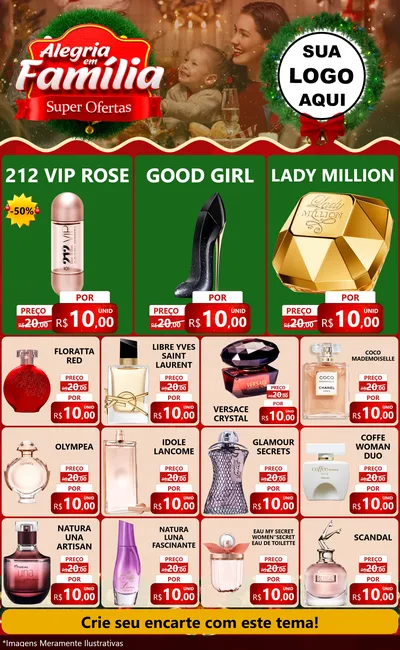 Modelo de Encarte para Encarte Grande com o tema Alegria Em Família - Super Ofertas para Perfumes
