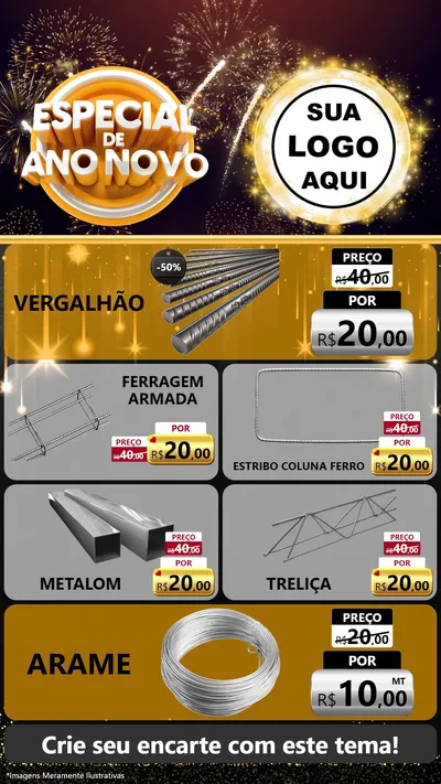 Modelo de TV para TV Vertical com o tema Especial de Ano Novo para Ferragens