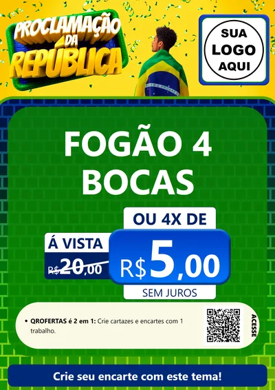 Modelo de Cartaz para Cartaz A4 Vertical com o tema Proclamação da República para Móveis e Eletro