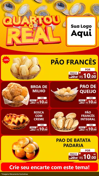 Modelo de TV para TV Vertical com o tema Quartou do Real para Padaria