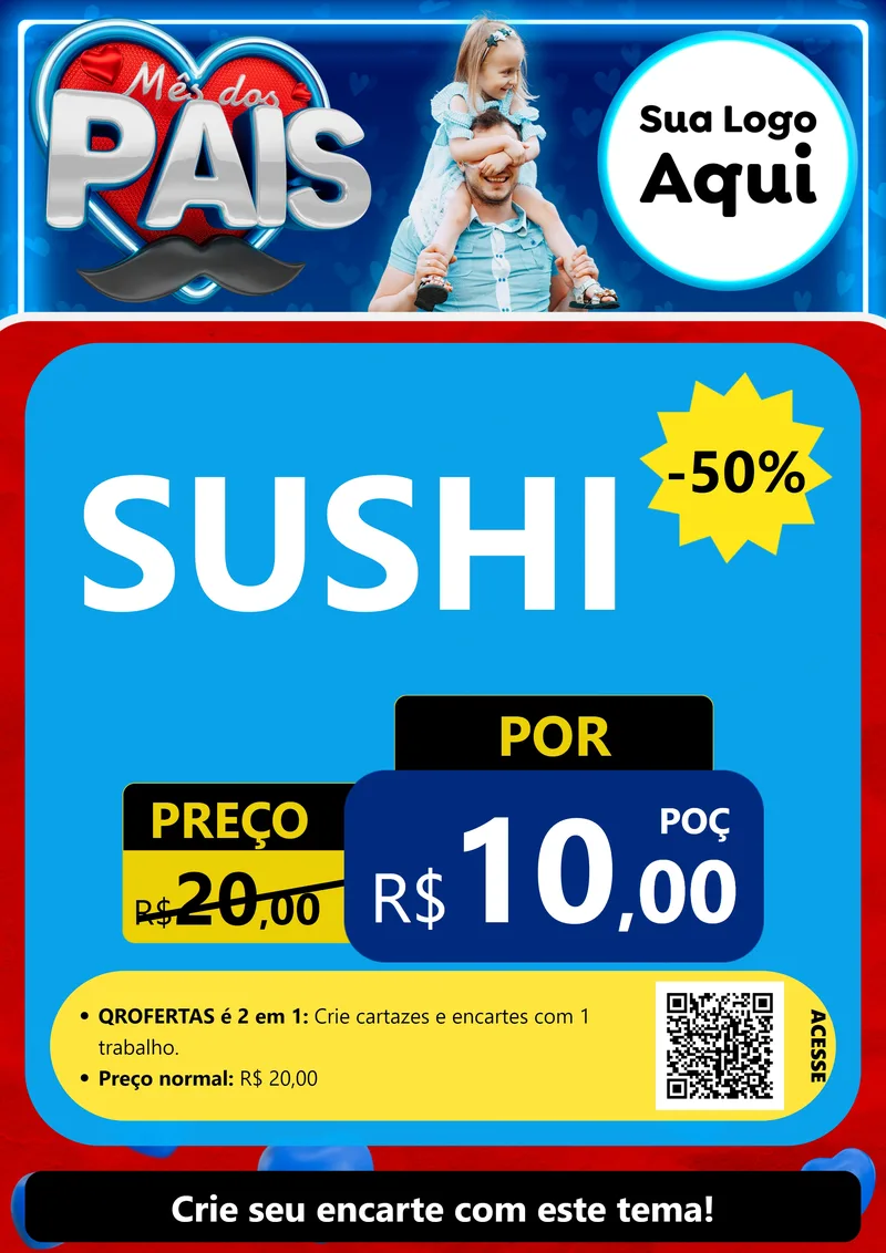 Modelo de Cartaz para Cartaz A4 Vertical com o tema Mês Dos Pais para Comida japonesa