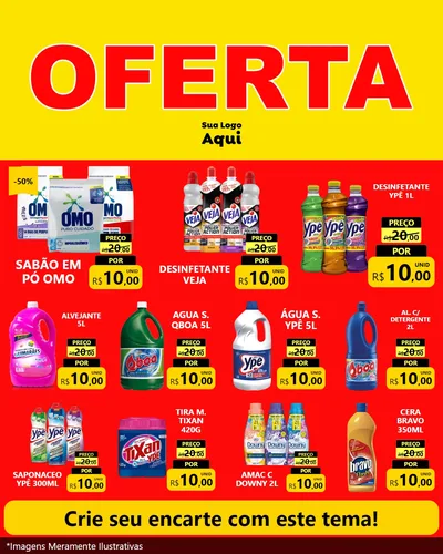 Modelo de Rede Social para Feed Instagram com o tema OFERTA - Vermelho Cartaz para Produtos de Limpeza