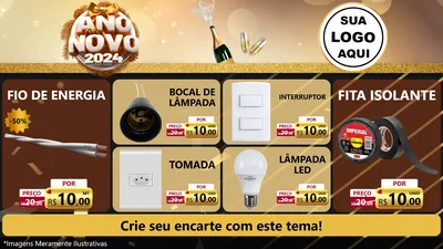 Modelo de TV para TV Horizontal com o tema Feliz Ano Novo 2027 para Materiais Elétricos