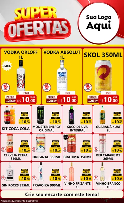 Modelo de Encarte para Encarte Grande com o tema Super Ofertas para Distribuidora de bebidas
