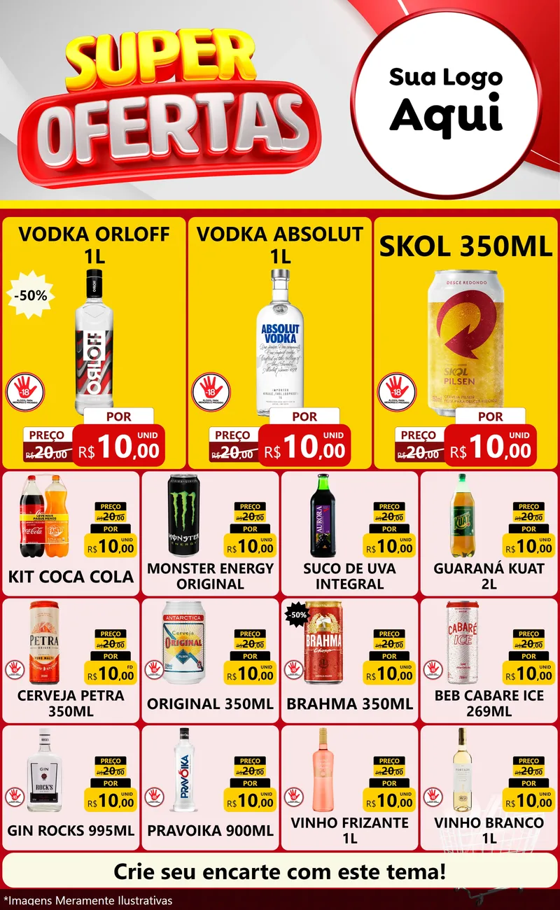 Modelo de Encarte para Encarte Grande com o tema Super Ofertas para Distribuidora de bebidas