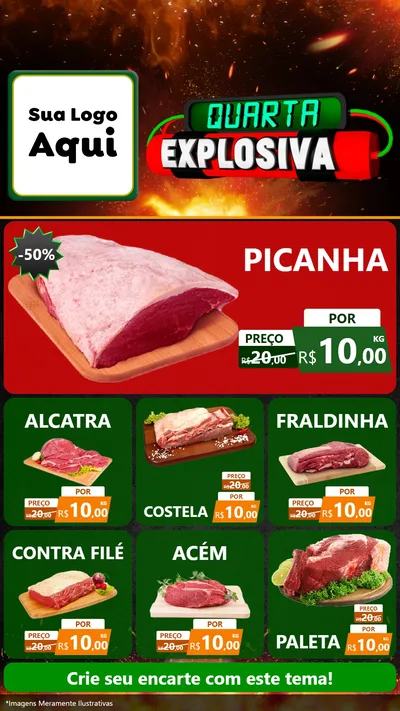 Modelo de Rede Social para Stories com o tema Quarta Explosiva para Açougue