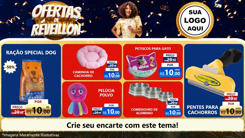 Modelo de TV para TV Horizontal com o tema Ofertas de Réveillon para Pet Shop