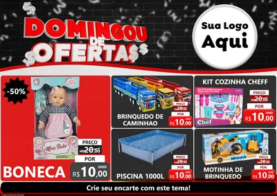 Modelo de Encarte para Encarte A4 Horizontal com o tema Domingou de Ofertas para Brinquedos