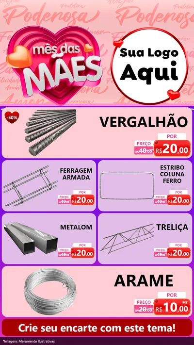 Modelo de TV para TV Vertical com o tema Mês Das Mães para Ferragens