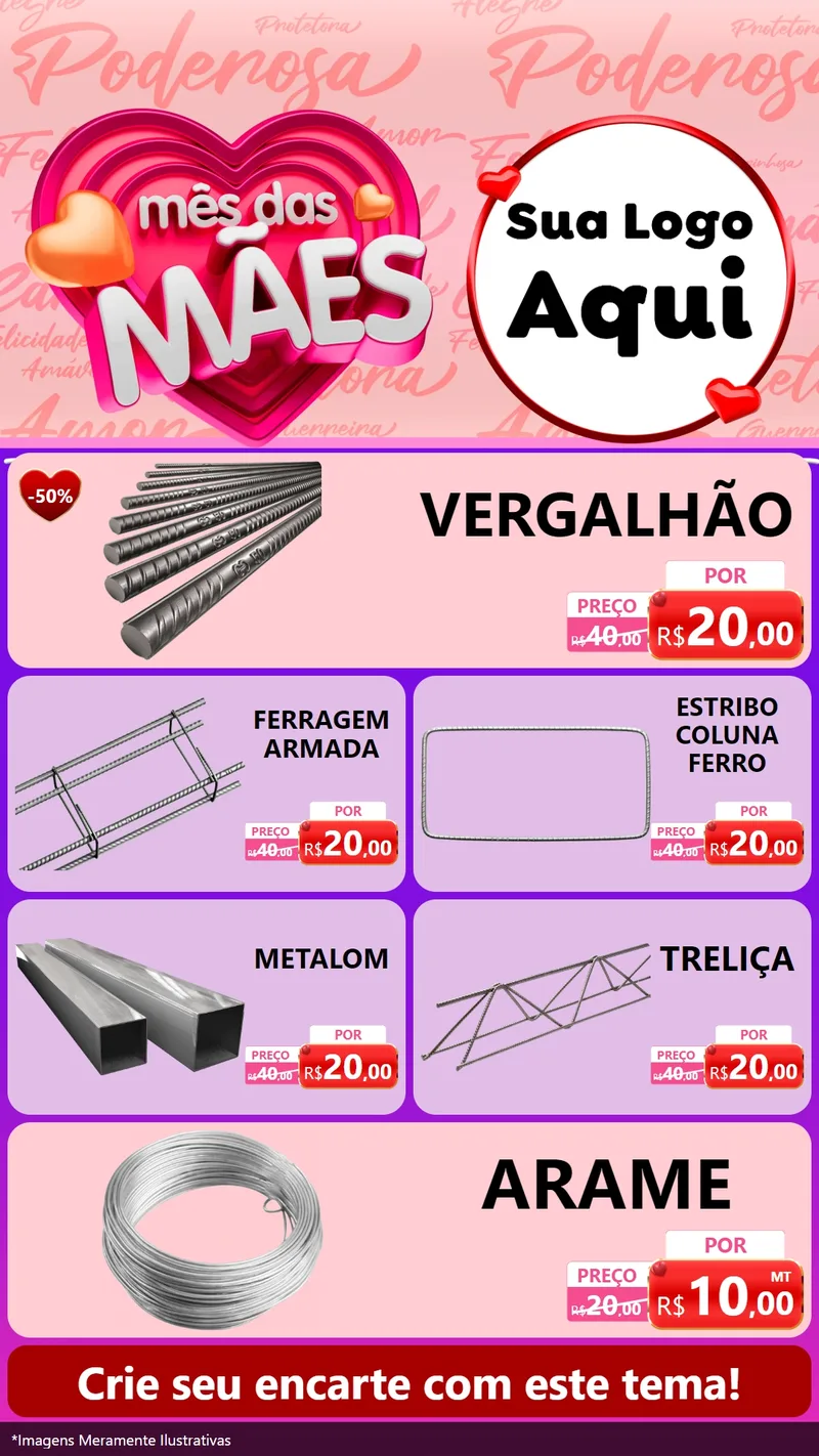 Modelo de TV para TV Vertical com o tema Mês Das Mães para Ferragens