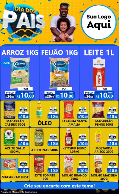 Modelo de Encarte para Encarte Grande com o tema Dia dos Pais para Supermercado
