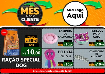 Modelo de Encarte para Encarte A4 Horizontal com o tema Mês do Cliente para Pet Shop