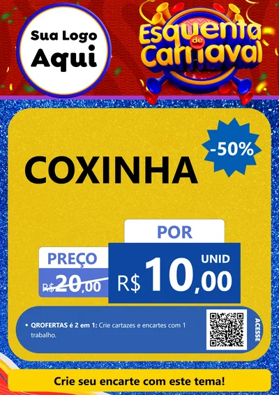 Modelo de Cartaz para Cartaz A4 Vertical com o tema Esquenta de Carnaval para Salgadaria