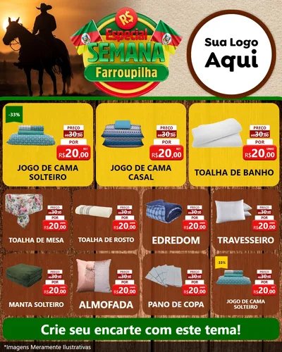 Modelo de Rede Social para Feed Instagram com o tema Especial Semana Farroupilha para Cama, Mesa e Banho